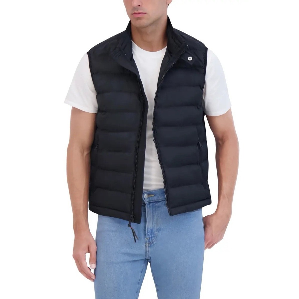 New Robert Graham Puffer Vest Mens Water Resistant Quilted Navy Eco Down Size M